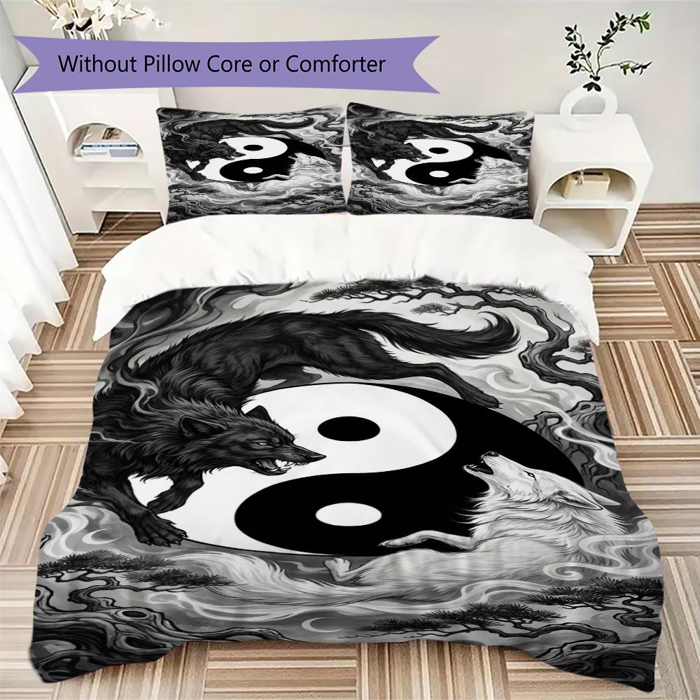 Tai Chi Animals Pattern Bedding uilt Set uilt Cover Pillowcase Home Decoration Birthday Gift (1 * duvet cover + 2 * pillowcase  without core)106