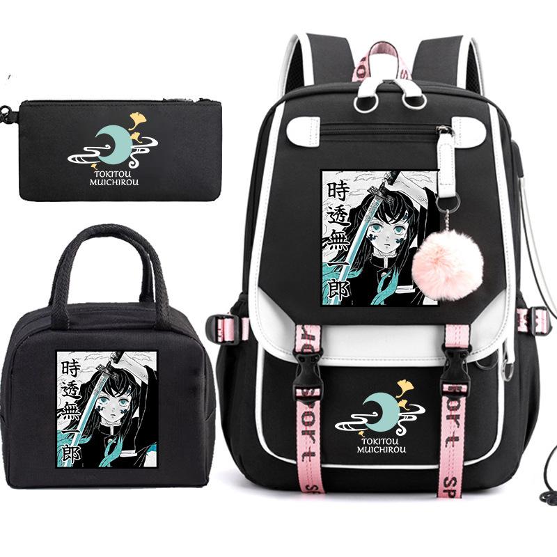 

Riman printed pencil bag, lunch bag, schoolbag, three-in-one, elementary, junior high and high school students travel backpack
