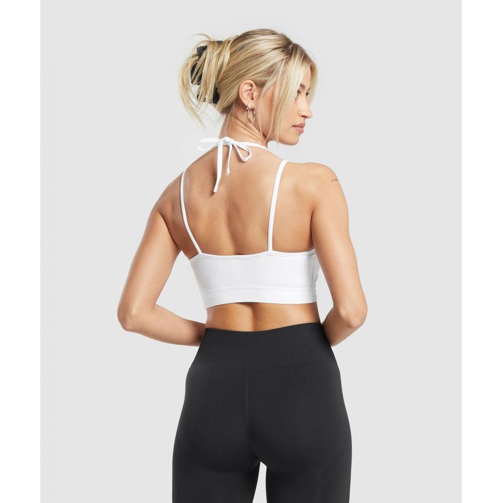 

Укороченная майка GYMSHARK с воротником-халтер, белая B7A1A WB57 S
