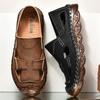 Fashion Hot Sale Summer Men's Flats Outdoor Non-slip Men Beach Shoes Handmade Leather Man Sandals Fashion Hollow Out Sneakers Slippers