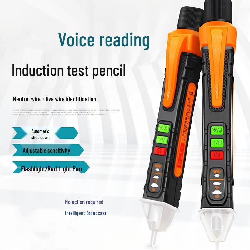 Non-contact Electric Test Pen T02AB: Sound & Light Induction, Voice Readout, Live/Neutral Wire Detection, Circuit Repair.