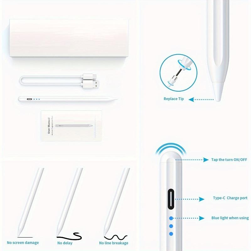 1PC Stylus for iOS/Android, Microsoft Phones and Tablets - Fast Charging, Apple Penci Compatible