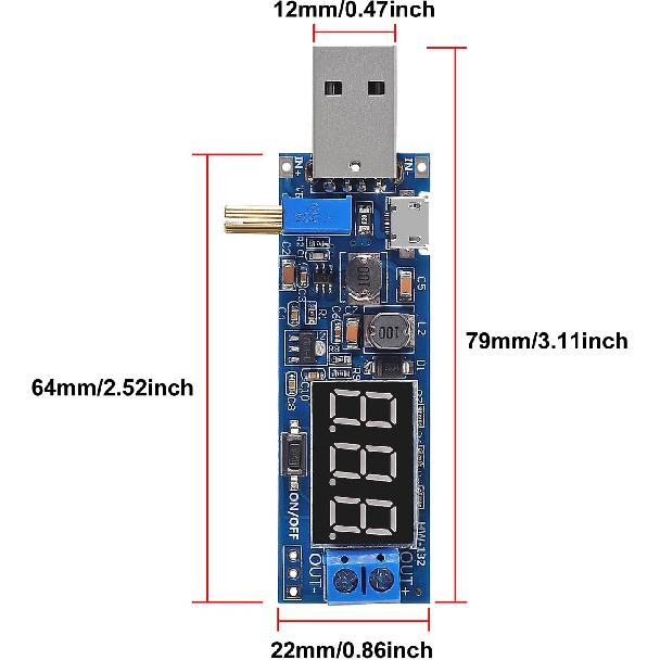 2pcs USB Buck Boost Converter 3.5V-12V to 1.2V-24V DC-DC Adjustable Step Up Step Down Power Supply Module Voltage Regulator 5V to 3.3V 9V 12V 18V 24V