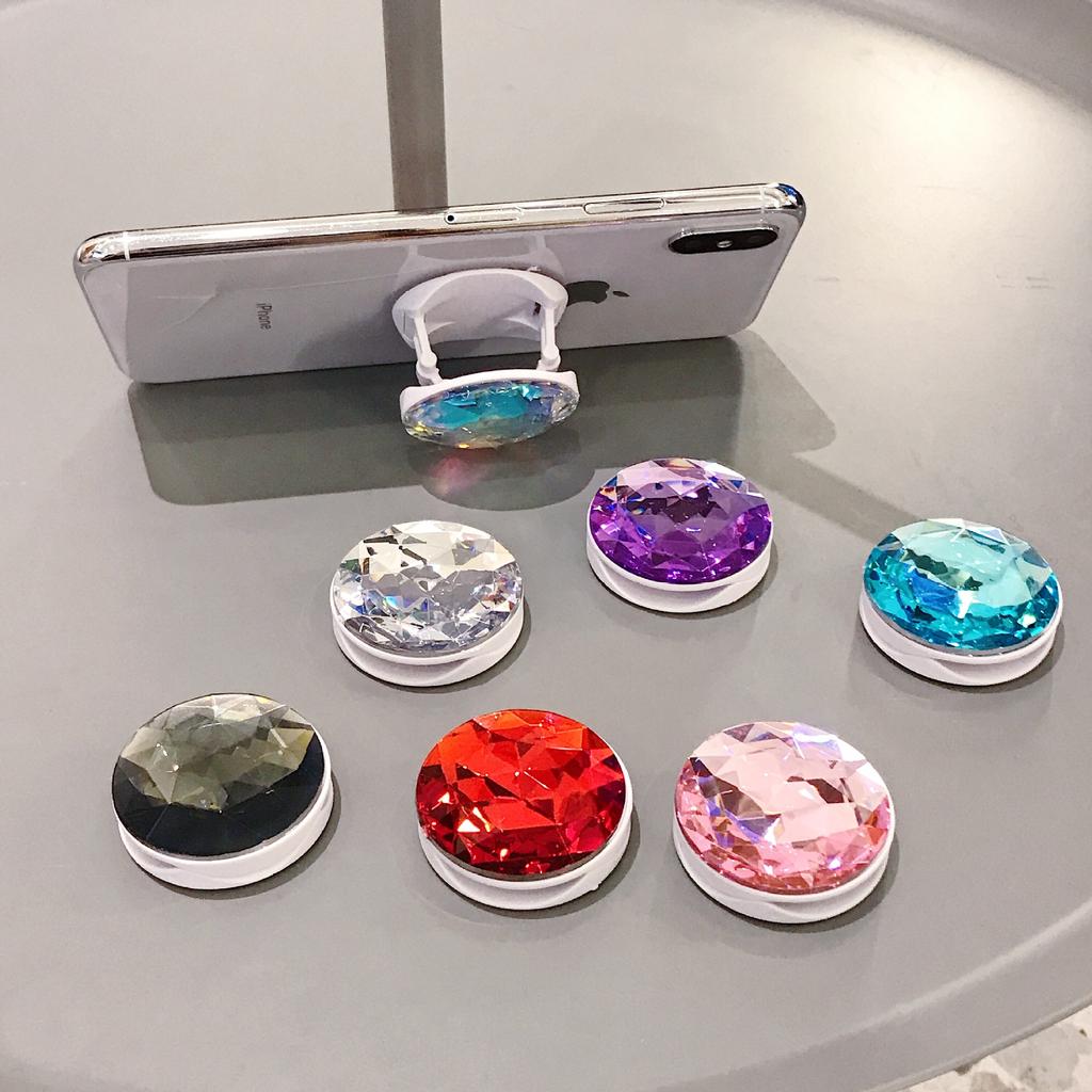 1 adet renkli 3D mücevher popüler yuvarlak cep telefonu katlanır uzatılabilir braket Telefon Tutucu kılıf parmak tutucu cep telefonu standı