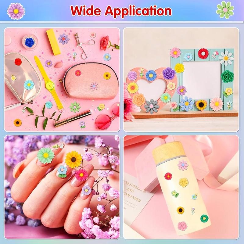 WTEMPO Mini Harzblumen Nailart Dekorationen Niedliche Winzige Flatback Harzblumen Schleimanhänger für DIY Bastelarbeiten Mikro-Landschaft Deko Kleine Accessoires