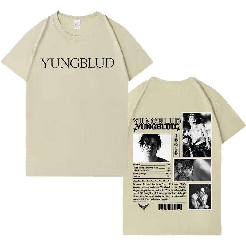 Singer Yungblud Album Print Tshrits Mens Casual Loose Pure Cotton High Quality T Shrit Aesthetic Crewneck Oversized Cozy Tshrit