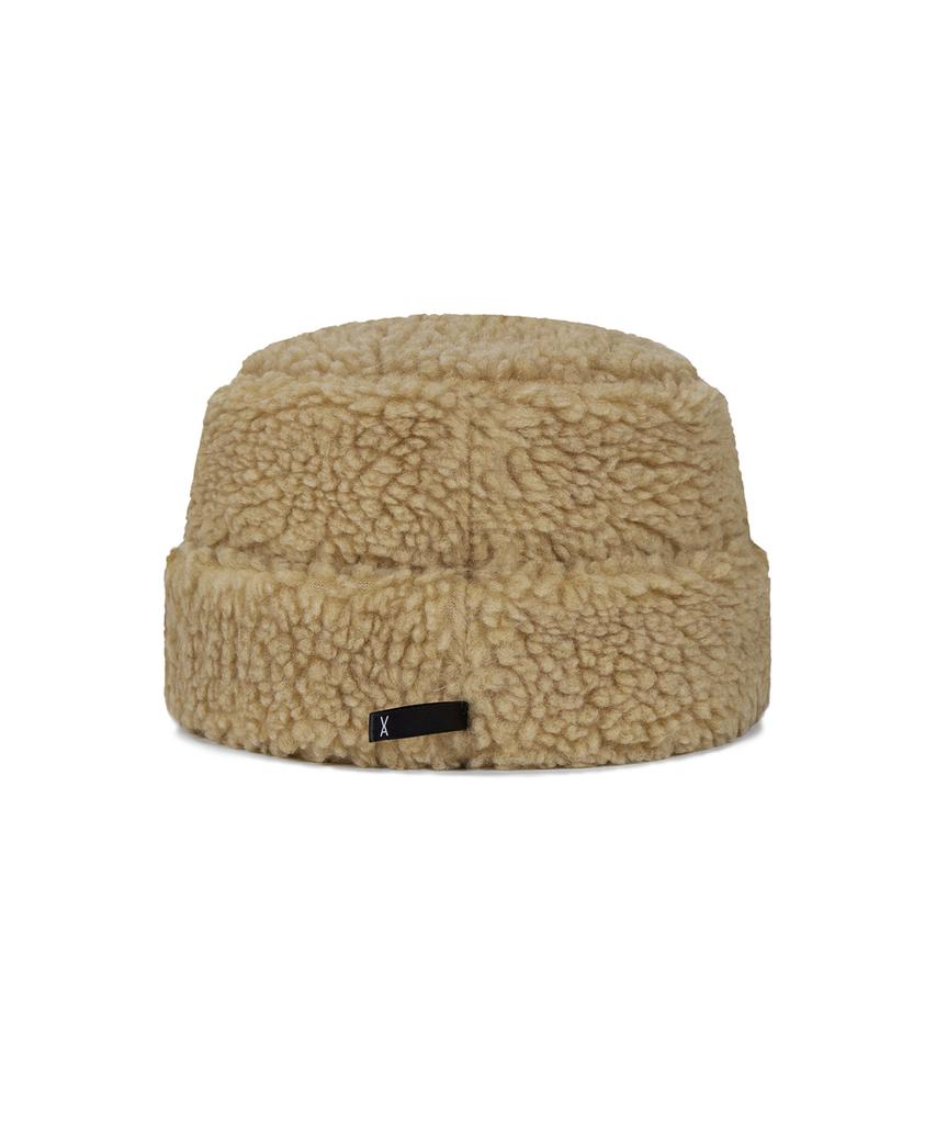 Bajal Va Long Label Fleece Mongolian Bucket Hat Beige