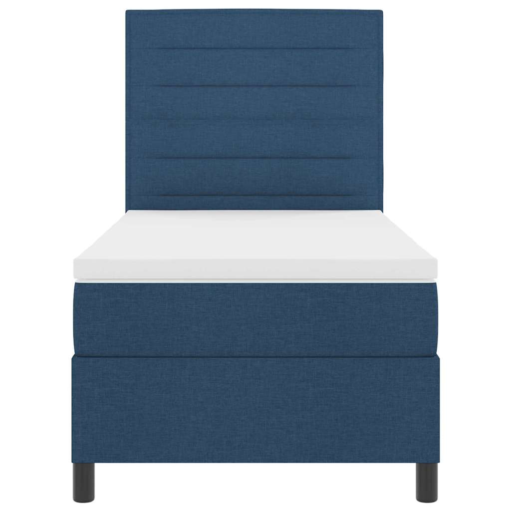 Box Spring Bed with Mattress and Headboard Blue 100 x 200 cm Fabric