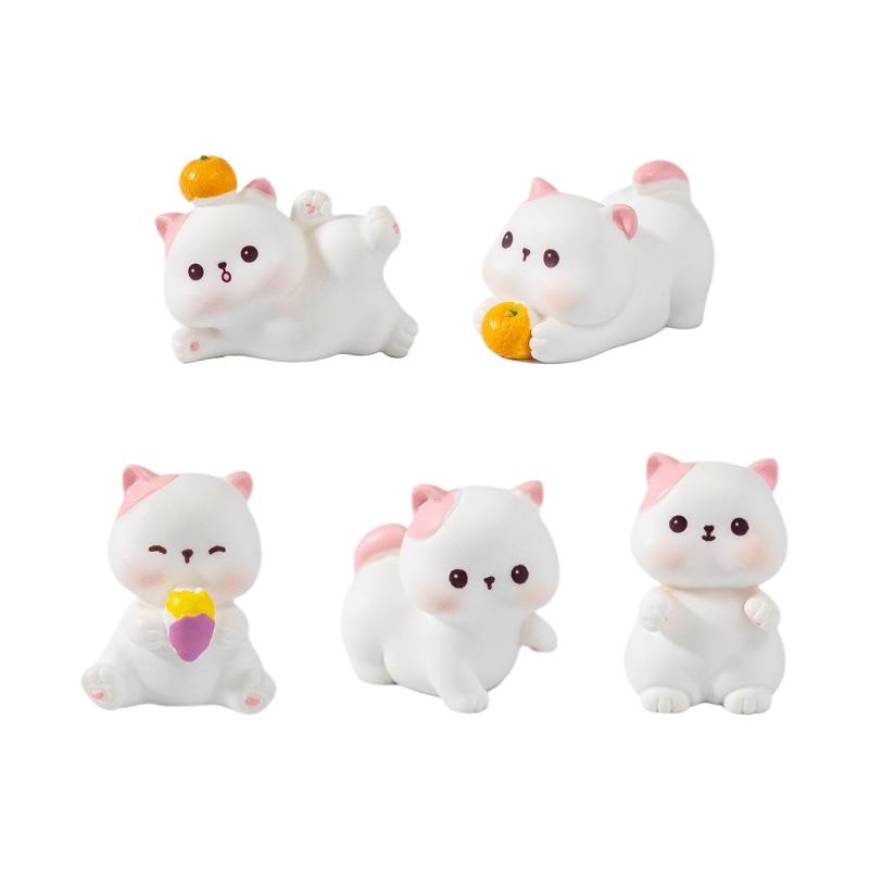 Cartoon Cat Figurines Miniatures Cute DIY Handicraft Mini Cat Ornament Resin Crafts Kitten Statue Micro Landscape Ornaments