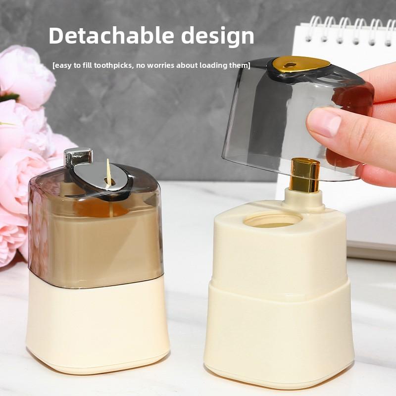 Toothpick Box - Toothpick Holder On The Living Room Table - Press-down Type Toothpick Tube - Household Automatic Pop-up Toothpick Can
