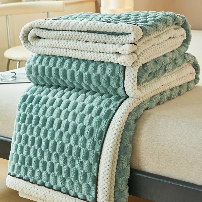 Warm Plush Blankets Super Soft Plaid Blanket for Beds on The Bed Sofa Throw Blanket Office Nap Comforter Bedspread Queen Quilt