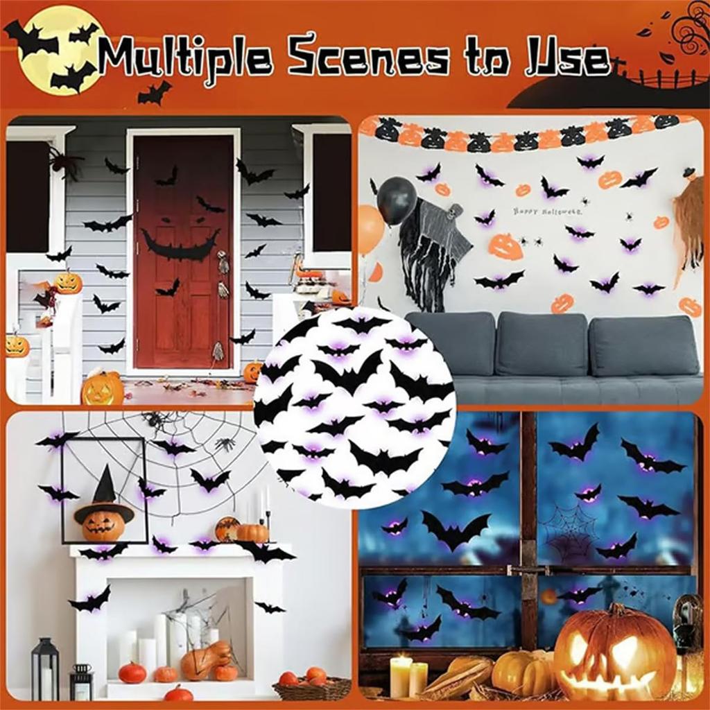 3D Design LED Decoration - Halloween Lighted Stickers Decor Light - Hanging Wall Luminous Glow Clings For Home Bar Halloween Party