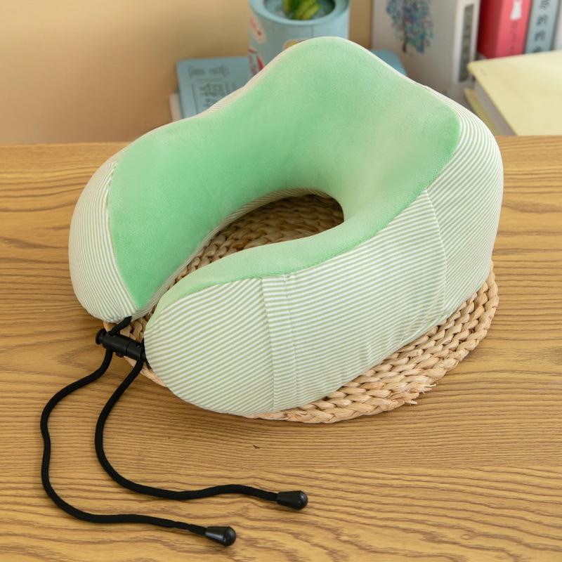 Plain Color Striped Memory Foam Neck Pillow & Travel Cushion 28x30 cm (0.3 kg)