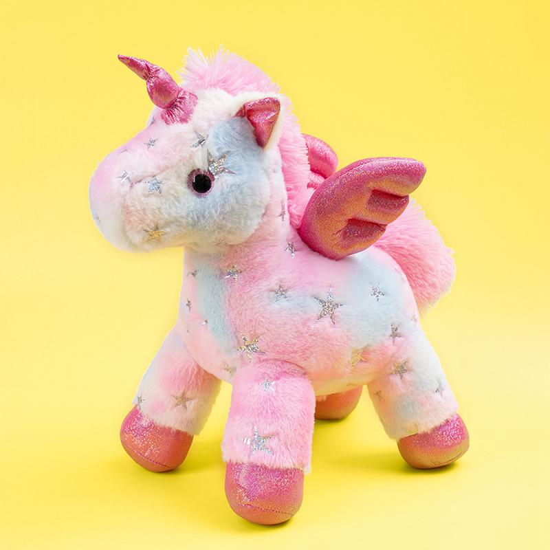 Neues Buntes Stern Einhorn Plüschtier Stehendes Einhorn Puppe Rosa Pferd Süßes Mädchen Zuhause Einhorn Dekoration Geschenk Für Kinder 25x24cm
