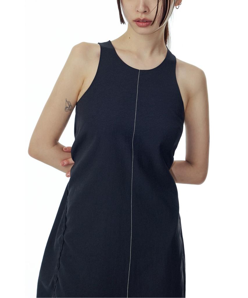 RECODE Back Panel Drawstring Dress_Rqdam23531Bkx