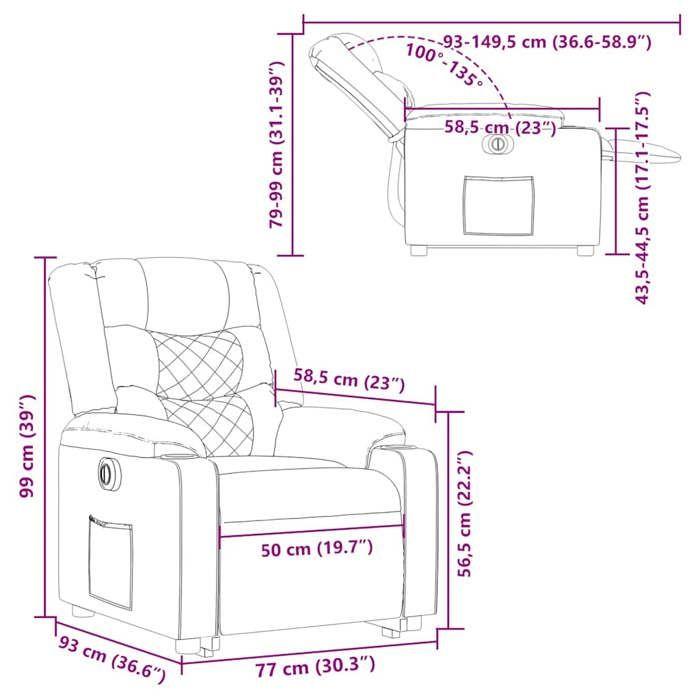 VidaXL Fauteuil inclinable électrique gris nuage tissu 3310281