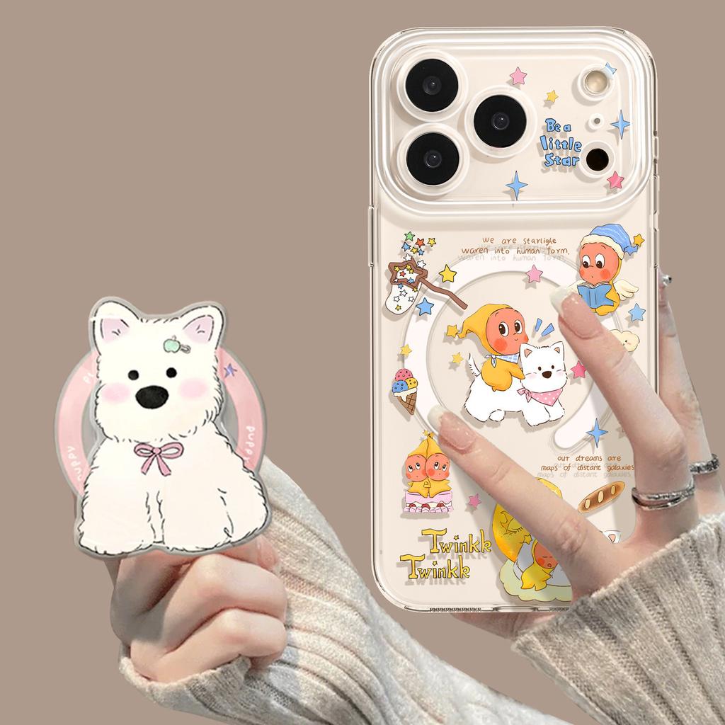 Applicable to iPhone17 puppy doll magnetic suction 16promax bracket 15 Apple 14 cartoon 13 new mobile phone case