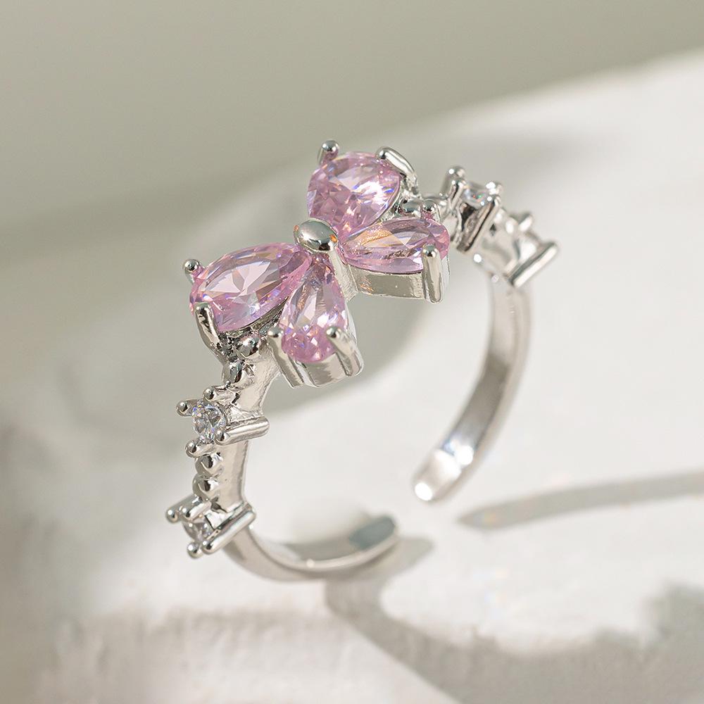 Micro-Inlaid Zircon Fashion Open Ring - Adjustable Luxury Index Finger Jewelry for Women