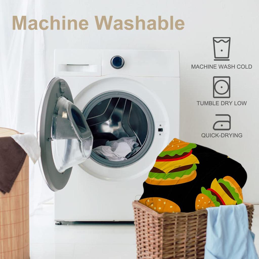 Delicioso Lençol com Estampa de Hambúrguer Jogo de Cama de Três Peças com Estampa Digital para Adulto Criança
