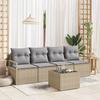 Sofa Set with Cushions 5 pcs Beige and Grey Poly Rattan