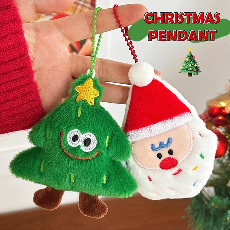 Kawaii Christmas Plush Keychain Christmas Tree Deer Hanging Ornaments Christmas Gift Schoolbag Keychain Bag Pendant Kids Gift