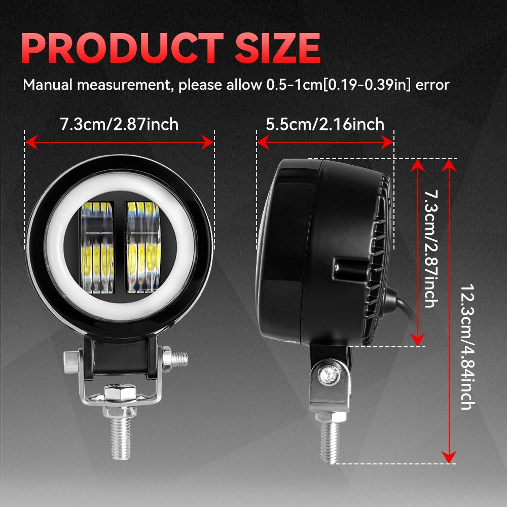 Work Light Round Angel Eyes LED Light Bar Portable Spotlights Motorcycle Car Offroad Driving Fog Lamp Truck Farm Tractor Boat SU
