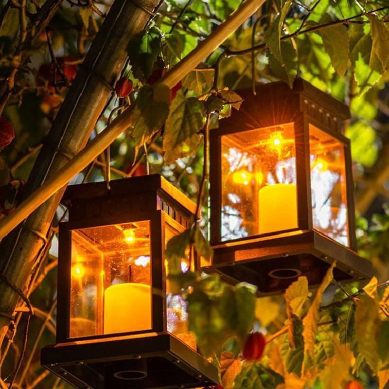 Waterproof Stainless Steel Solar Lantern With Flickering Candle Effect Led