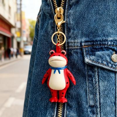 1/2Pcs Frog Keychain Decor Cartoon Backpack Purse Charm Realistic Frog Texture