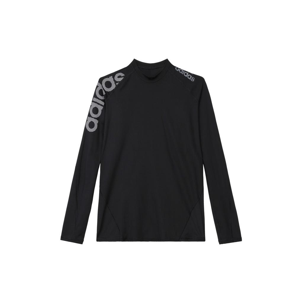 Adidas Logo Print Slim Fit Crew Neck Pullover Long Sleeve T-Shirt Men Tops Black DW4147