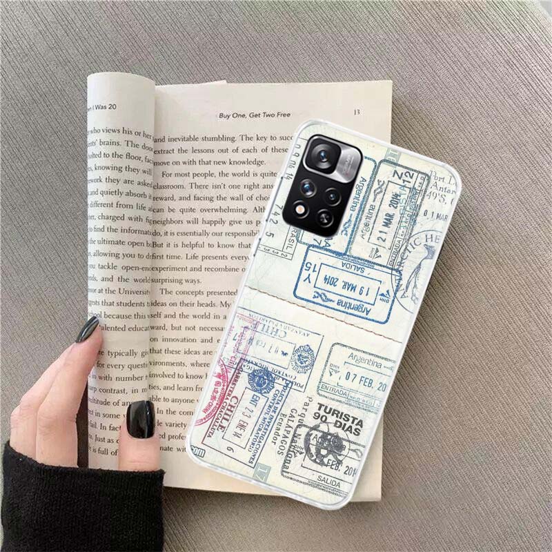 Travel Visas on Passports of Various Countries Phone Case For Redmi Note 13 12 Pro Plus 14 15 Pro 5G 11 11T 11E 11S 10 Pro 10S 9
