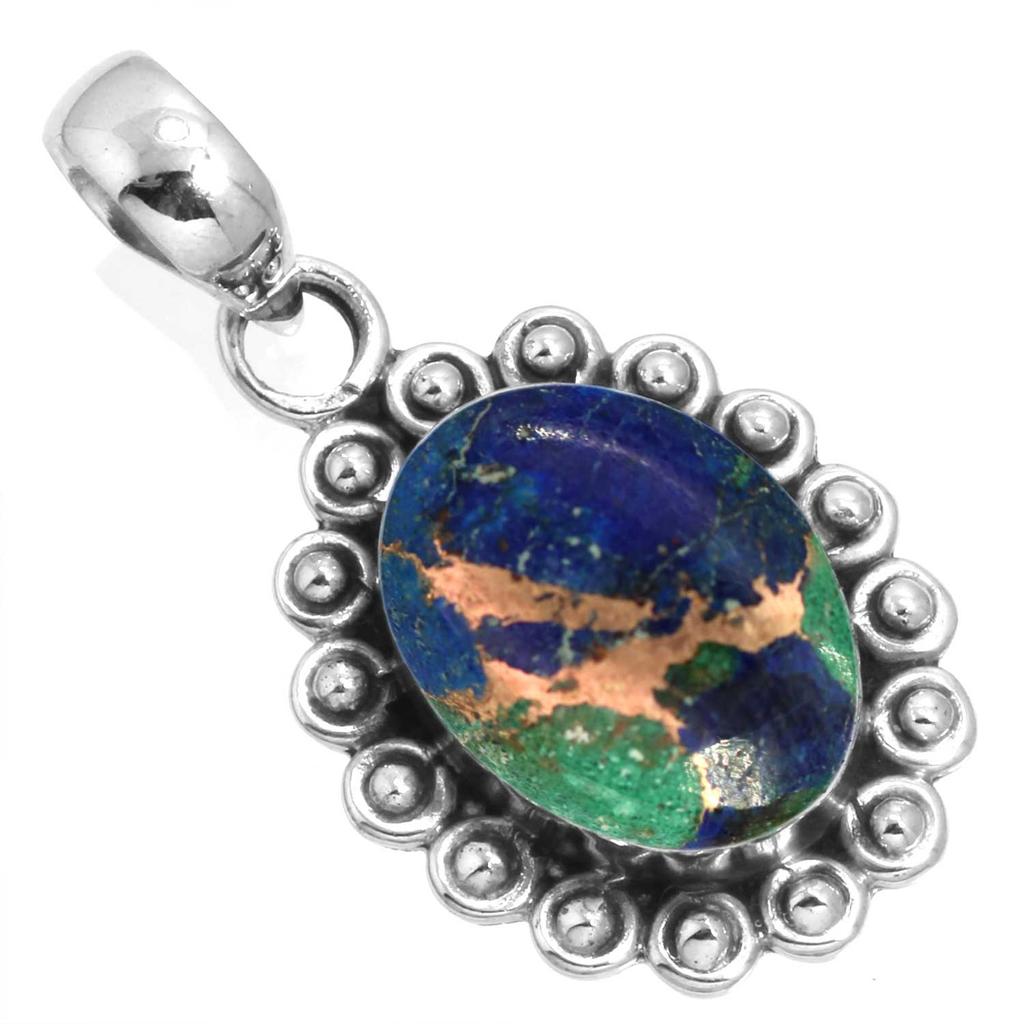 925 Sterling Silver Pendant Women Gemstone Handmade Jewelry Christmas Gift Amazonite Angelite Blue Opal Botswana Agate Mohave Azurite Chrysocolla