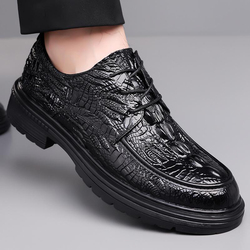 Fashion 2025 New Designer Crocodile-patterned Cow Leather Shoes Men British Style Suit Wedding Shoes Male Fashion Casual Dress Shoe Man