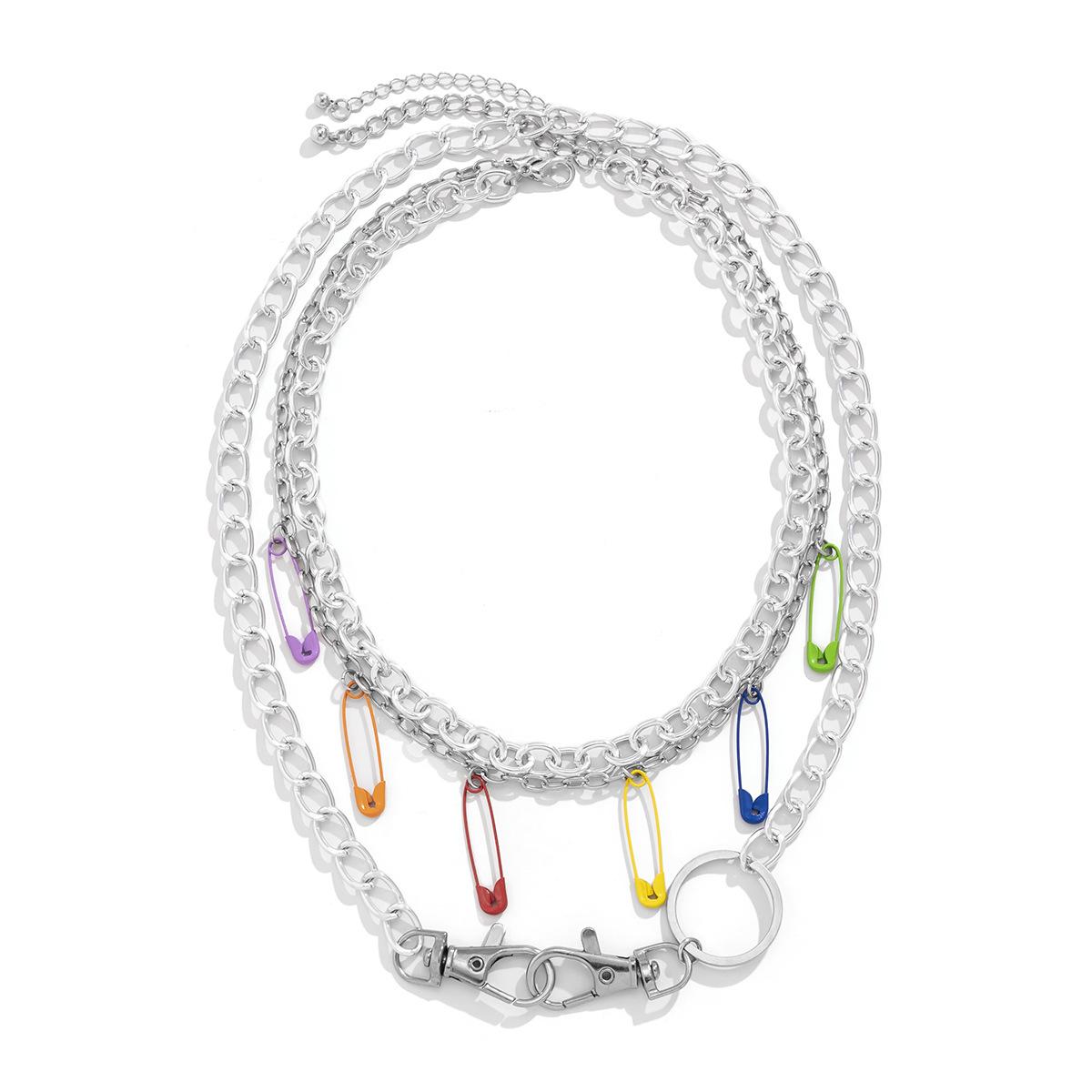 

Модные металлические колье в стиле панк с красочными иглами и воротником-чокером для женщин Egirl Bff Rock, модные эффектные колье-колье, бижутерия