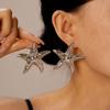 Vintage Gold Color Flower Starfish Geometric Stud Earrings for Women Exquisite Irregular Metal Leaf Earrings Aesthetic Zircon