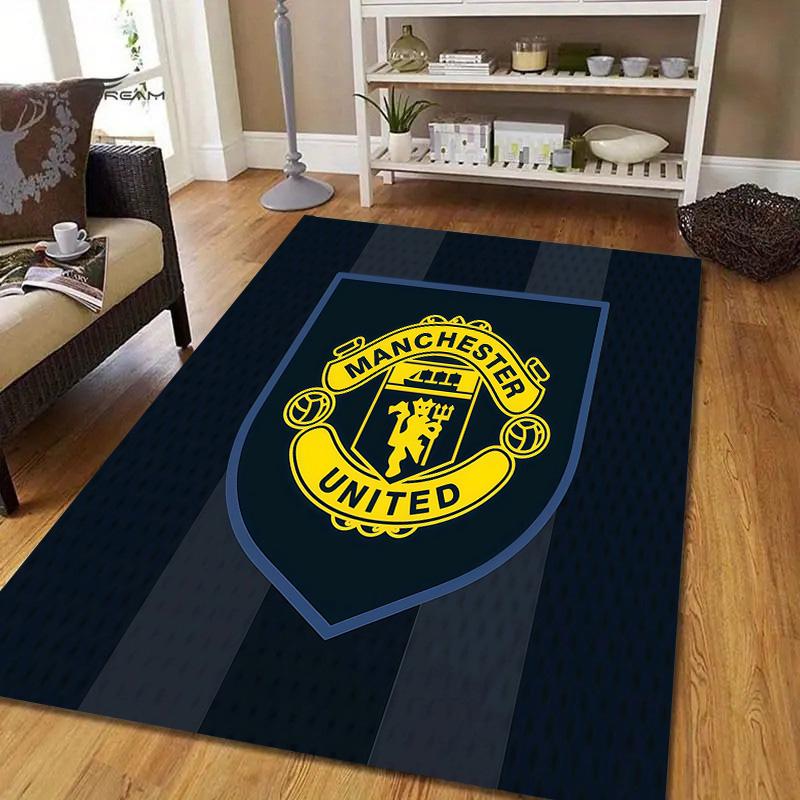 Manchester United2 Flannel Pattern Square Carpet,Area Rug,Carpet Rug for Living Room Bedroom Sofa Playroom Decor,Non-slip Floor Mat
