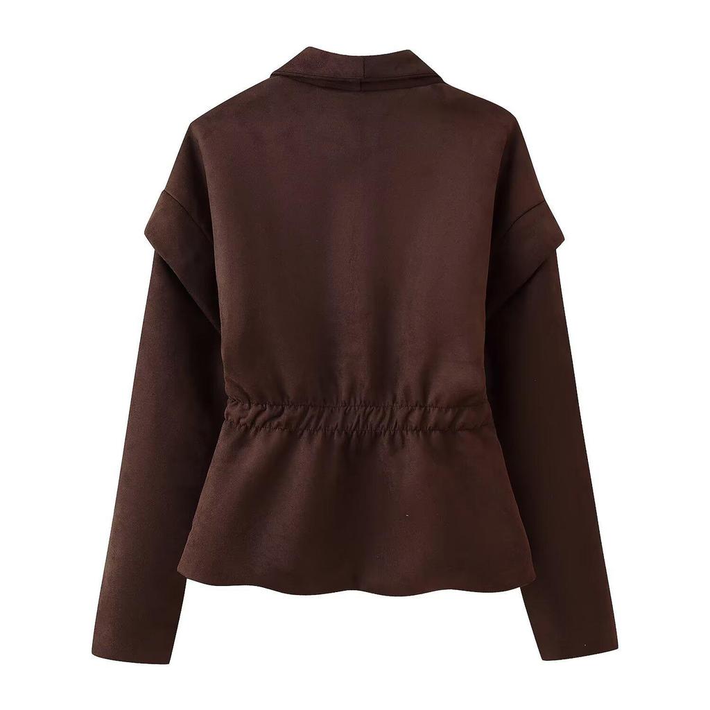 Europejska i Amerykańska Damska Kurtka Motocyklowa Casual z Kołnierzem Wykładanym