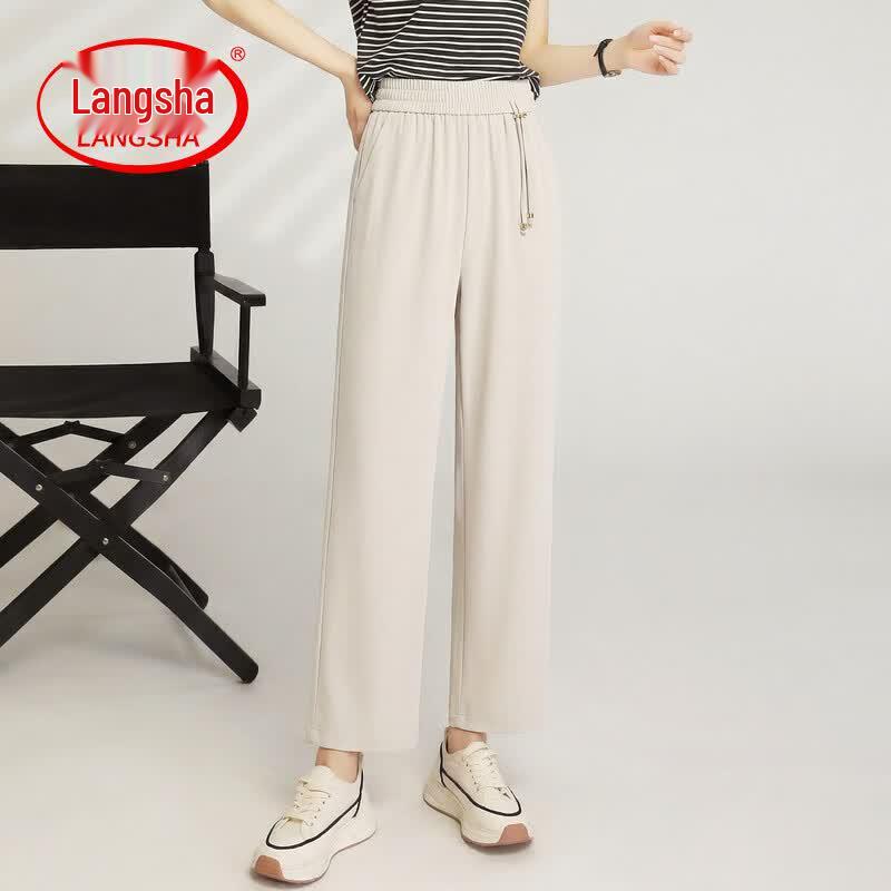 LangSha Women's Casual Loose High-Waist Cropped Pants