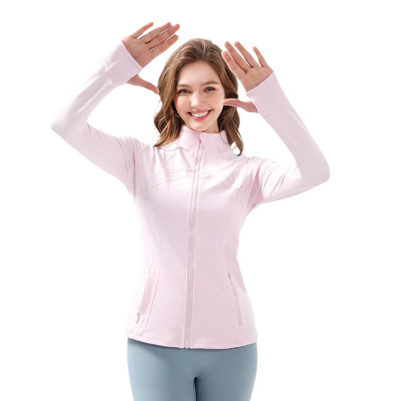 Women's Classic Stand Collar Yoga Sports Jacket - Elastic, Long-Sleeved Running & Fitness Top