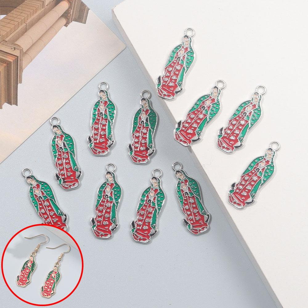 4/8/12pcs Alloy Material Enamel Madonna Pendant Creative Personalized Decorative Accessories Pendant DIY Jewelry Making