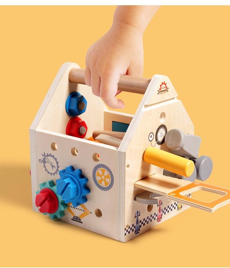 Tool Kit for Kids, Wooden Toddler Tools Box,Montessori Educational STEM Construction Toys Boys Girls, Best Birthday Gift