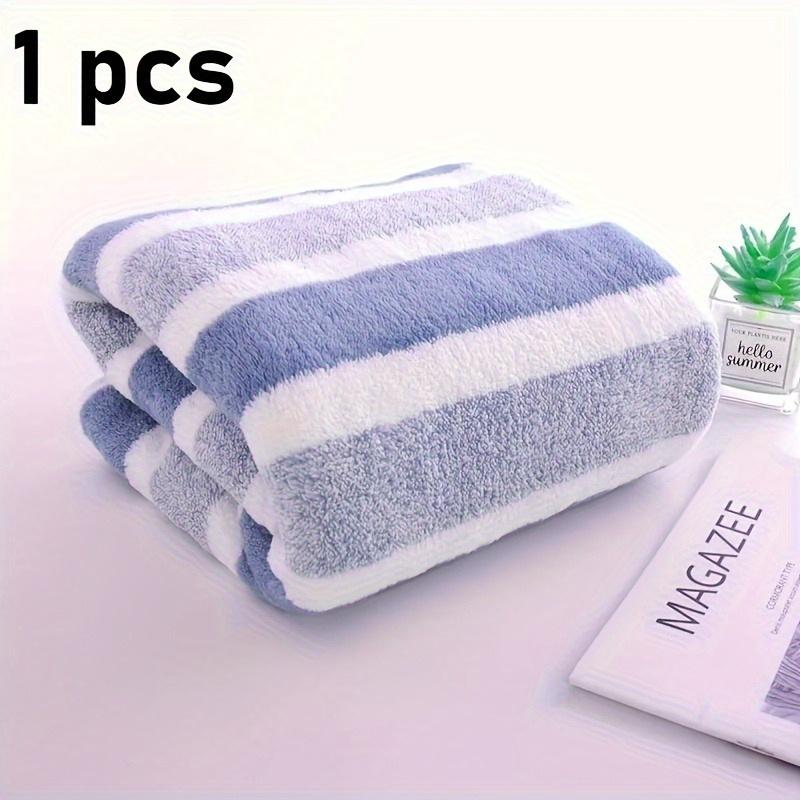 1-Pack Quick-Dry Absorbent Striped Towel for Adults Thick Polyester Blend Bath & Beach Towel with Vibrant Colors, Perfect for Camping, Bathroom
