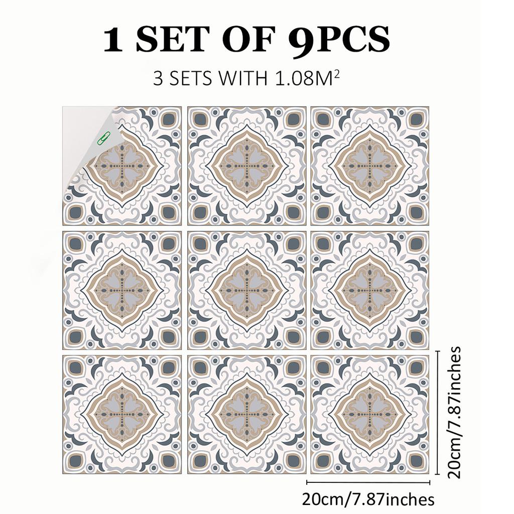 Mediterranean Wind Thickened Living Room Wear-Resistant Retro Pvc Floor Sticker Matte Floor Tile Self-Adhesive Bathroom Wall Sticker