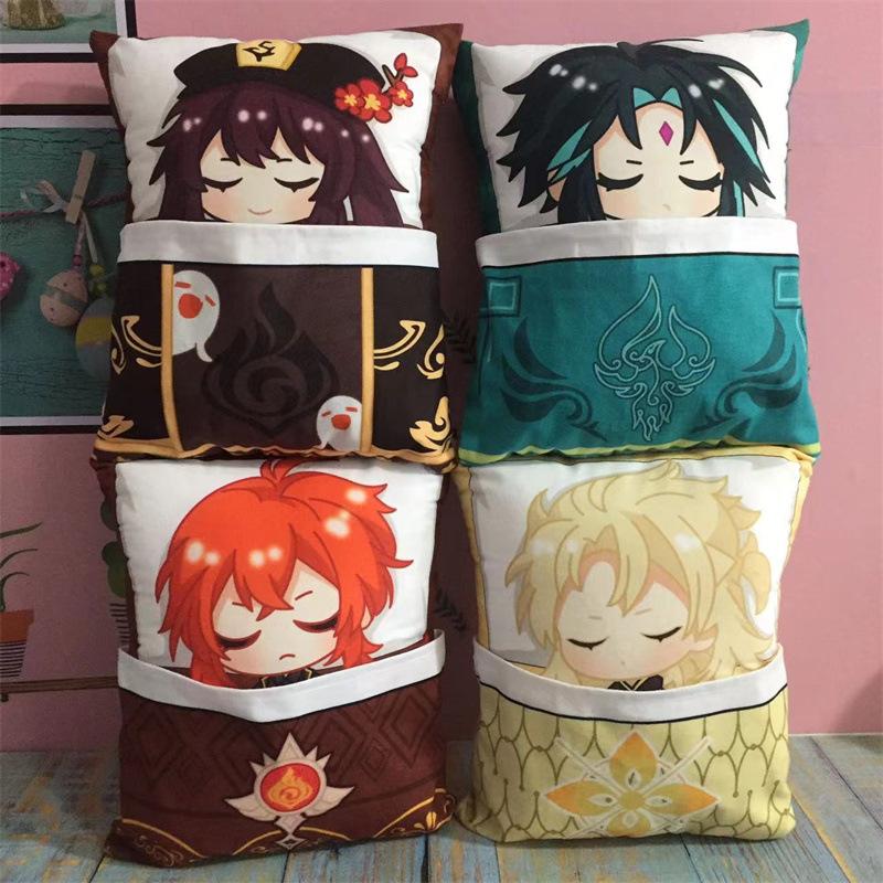 36cm Genshin Impact Quadratisches Kissen Kamisato Ayato Kazuha Shikanoin Heizou Yae Miko Spiel Anime Schlafendes Stofftier Kissen Puppe Spielzeug