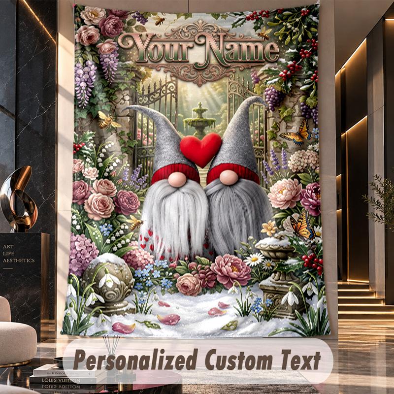 Gnome (171) Theme Custom Tapestry Personalized Custom Name Text Wall Hanging Tapestry Home Decor Background Cloth