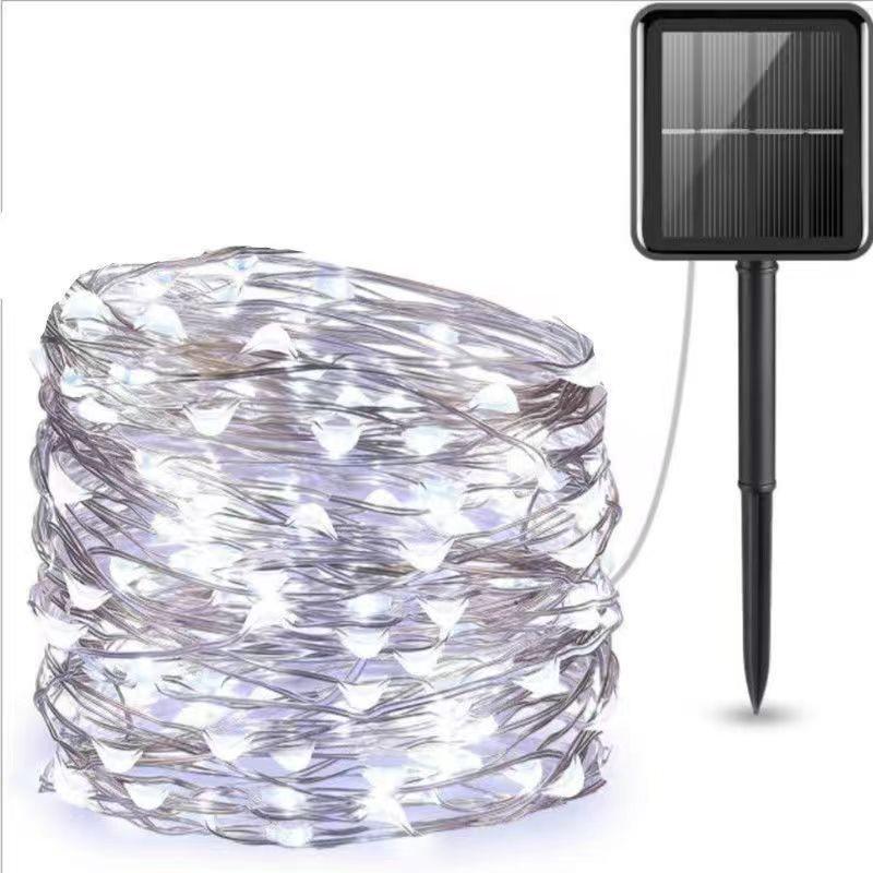 LED Solar Copper Wire String Lights - Outdoor Christmas Fairy Lights for Courtyard, Balcony, Garden Decoration