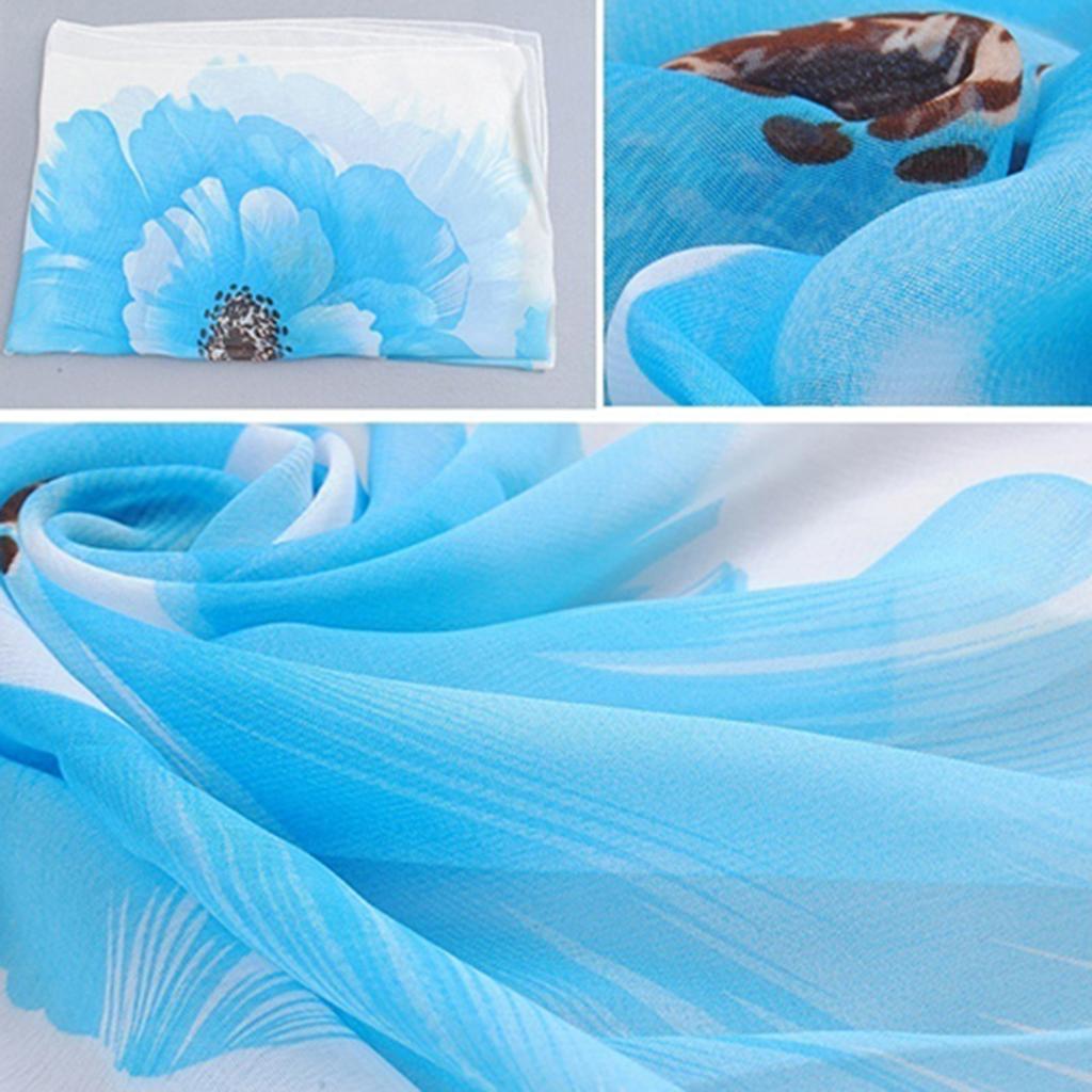 Mode Dam Lång Mjuk Chiffong Blommönster Sjal Wrap Stole Beach Scarf Gift