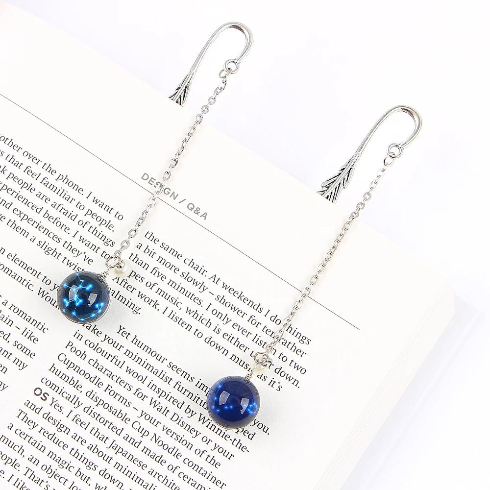 Bookmark Metal Book Mark Creative Bookmark 12 Constellation Noctilucent Bookmark Bookmark Pendant