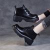 Leather high-top women's shoes spring and autumn new thick-soled heightening fashion lace-up short boots British retro style and ankle boots