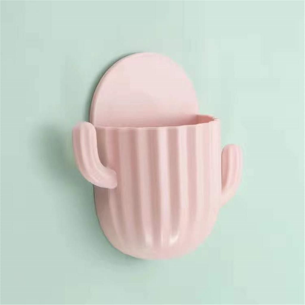 Suport pentru periuță de dinți montat pe perete Cactus Organizator pentru periuță de dinți electrică cu carlig, fără perforare, raft pentru depozitare pastă de dinți