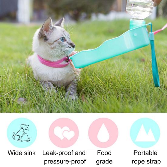 220ml Krmítko na vodu pro domácí mazlíčky Nepropustný přenosný design Odnímatelná šňůrka Láhev na vodu s dávkovačem sáčků na exkrementy Příslušenství pro domácí mazlíčky